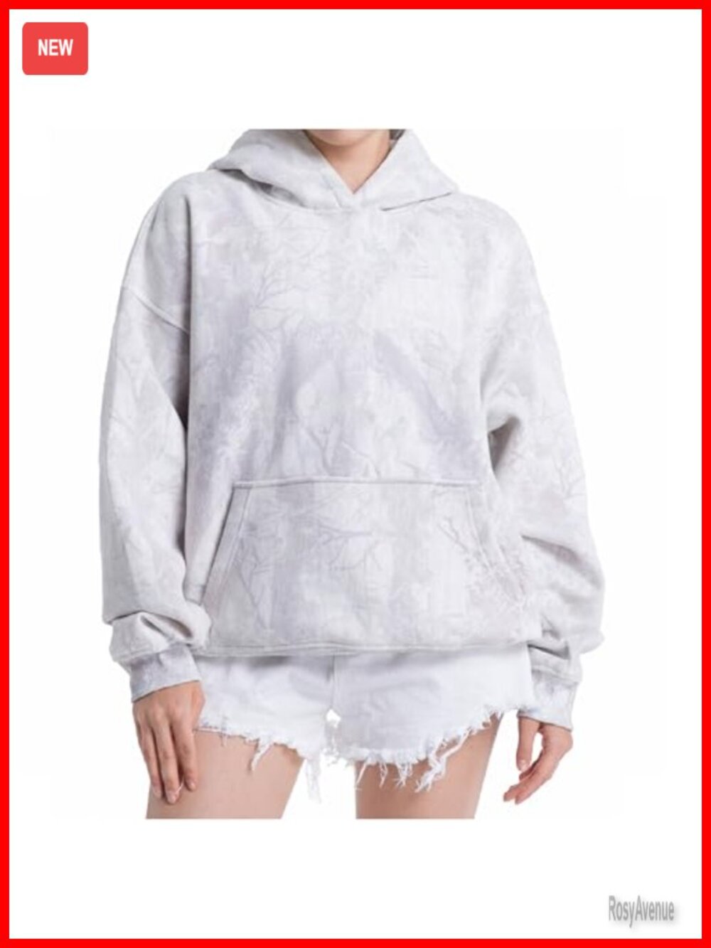 Oversized Camo Fleece Hoodie Pullover Sweatshirt Kangaroo Pocket Y2K